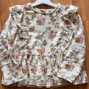 Louise Misha  Cream Floral Long Sleeve Kids Top / 6y
